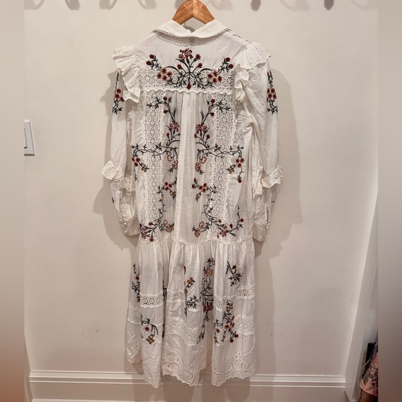 NWT By Anthropologie Long-Sleeve V-Neck Eyelet Midi Dress - Picture 6 of 12